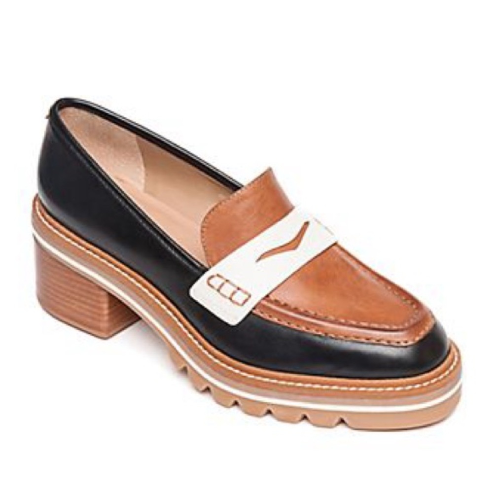 Bernardo Women's Selma Blocked Heeled Loafers in Black and Brown